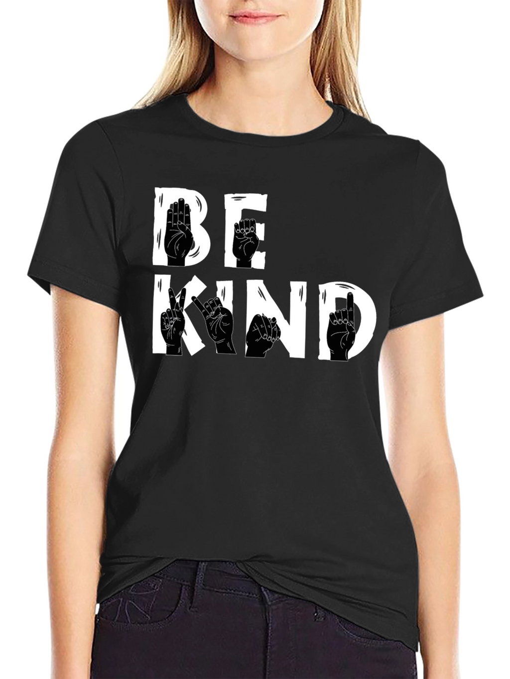 Be Kind Sign Language T-Shirt - Black