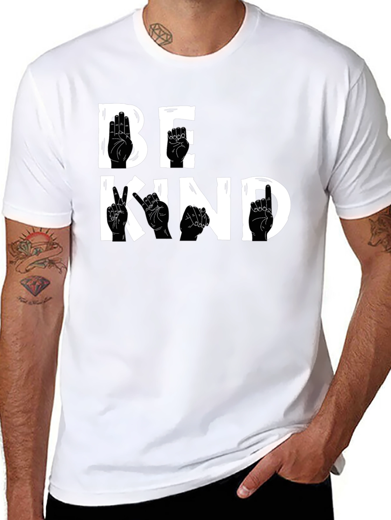 Be Kind Sign Language T-Shirt - Black