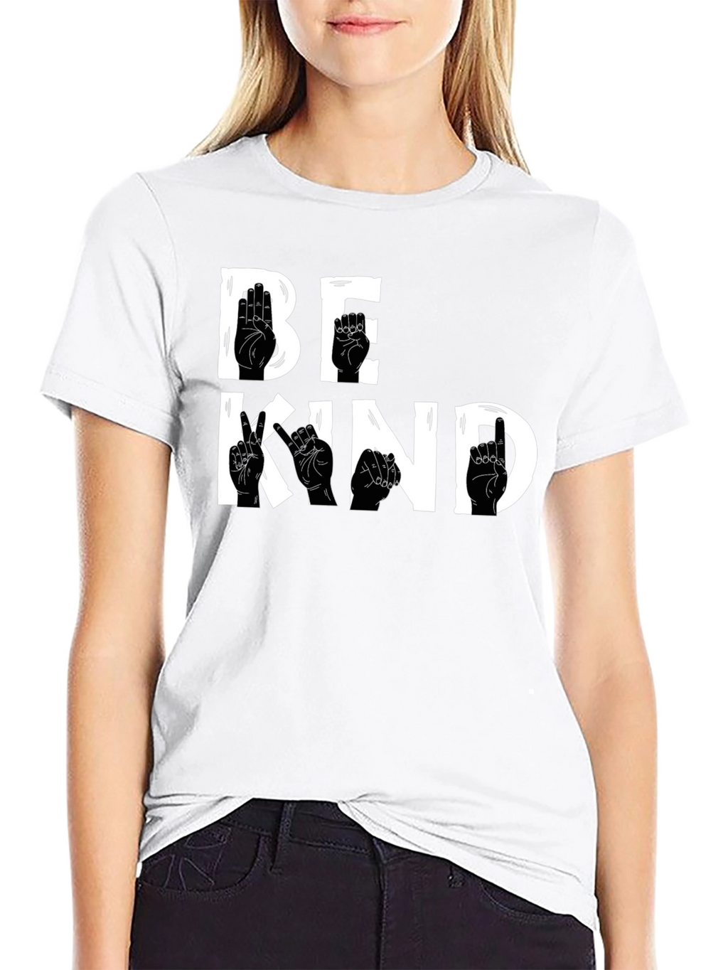 Be Kind Sign Language T-Shirt - Black