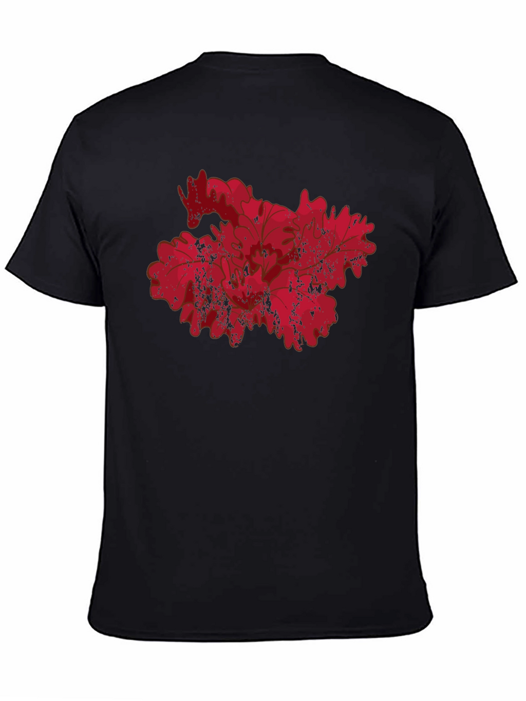 Red Floral Grunge Graphic Black T-Shirt
