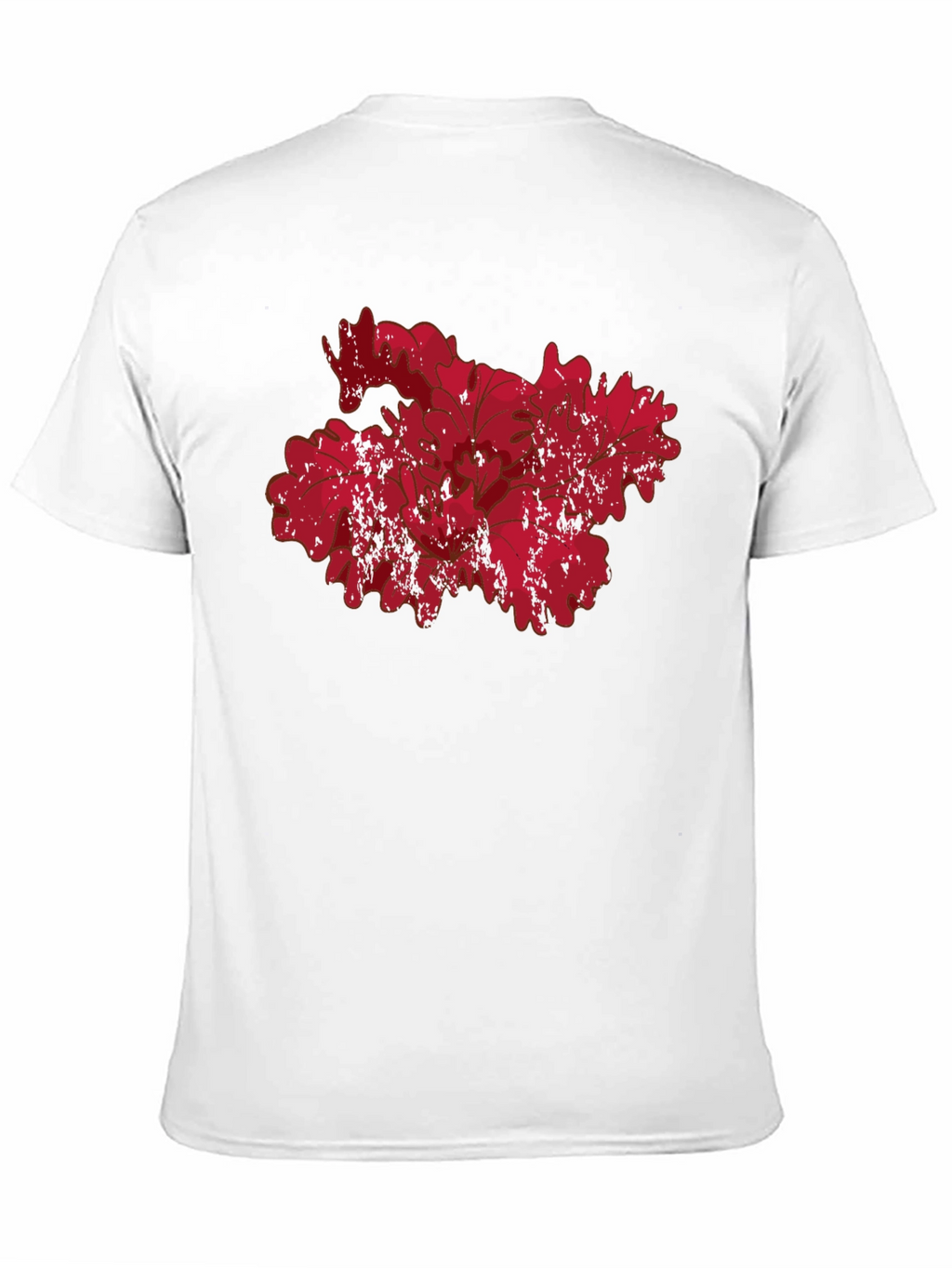 Red Floral Grunge Graphic Black T-Shirt