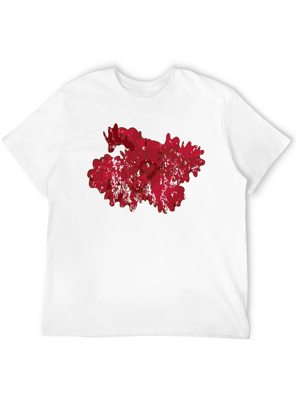 Red Floral Grunge Graphic Black T-Shirt