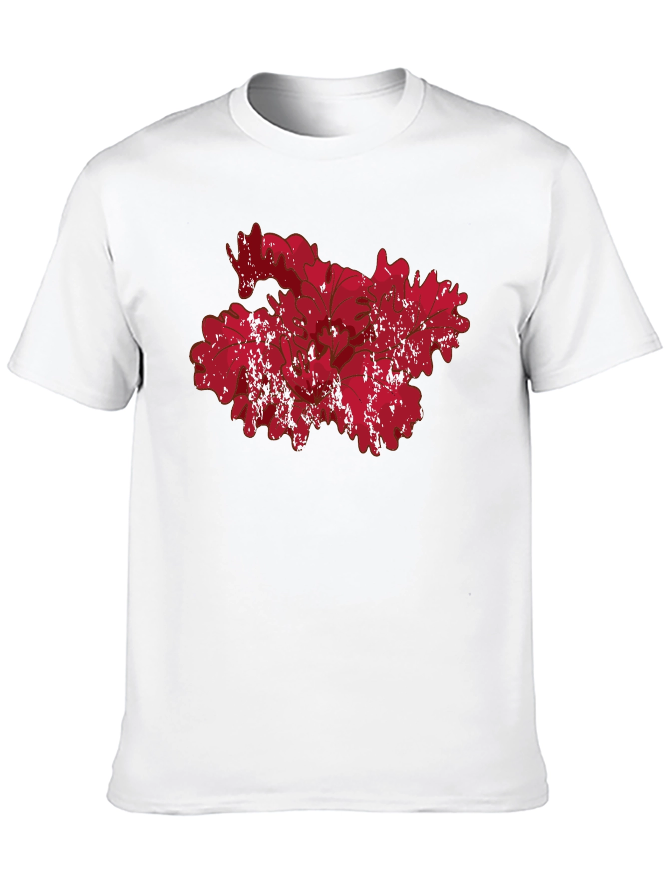 Red Floral Grunge Graphic Black T-Shirt