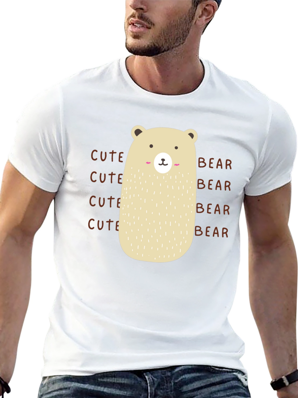 Cute Bear Graphic T-Shirt - Black Cotton Tee