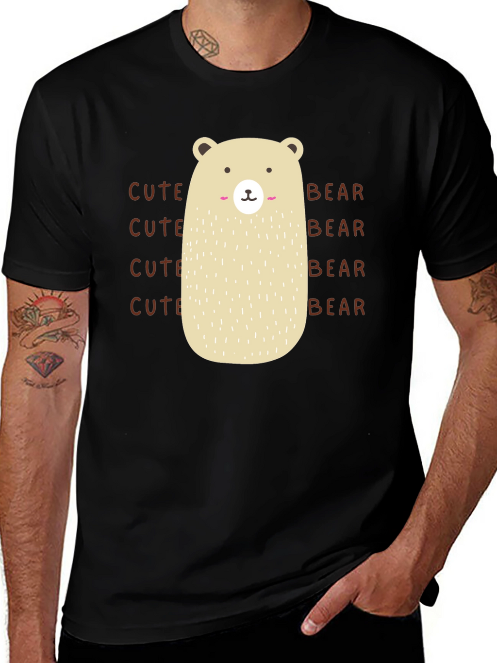 Cute Bear Graphic T-Shirt - Black Cotton Tee