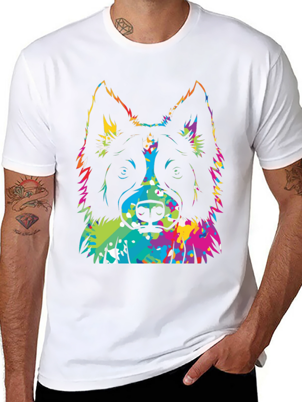 Colorful Dog Graphic T-Shirt