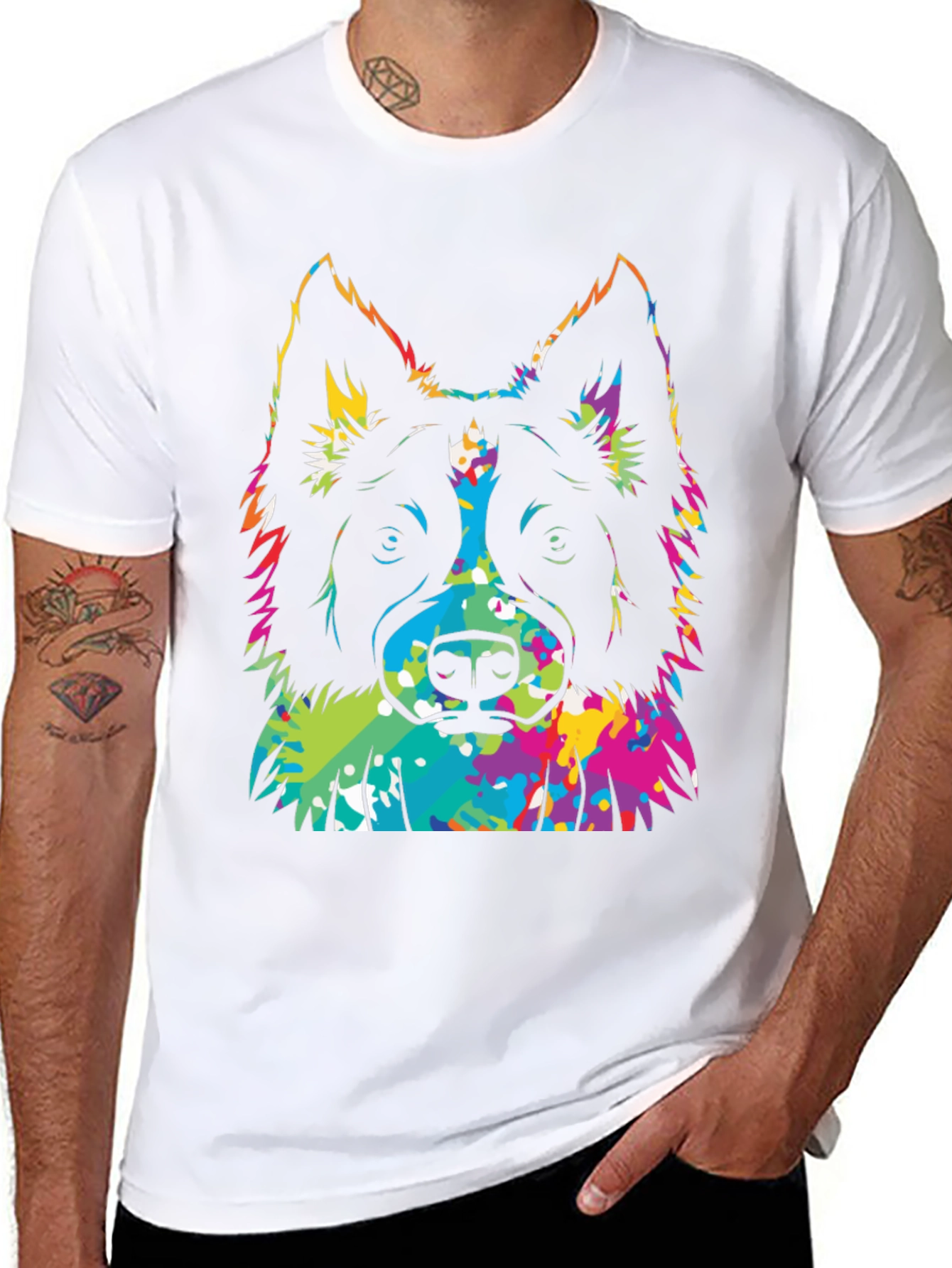 Colorful Dog Graphic T-Shirt