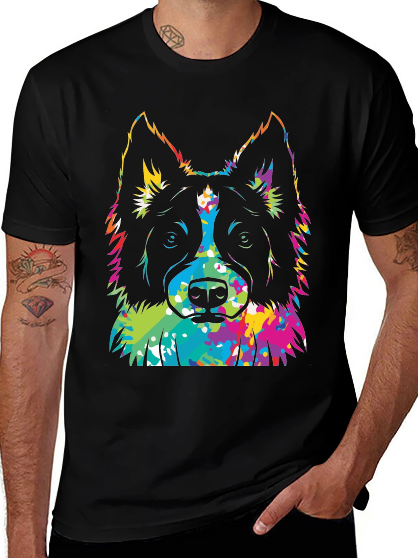 Colorful Dog Graphic T-Shirt