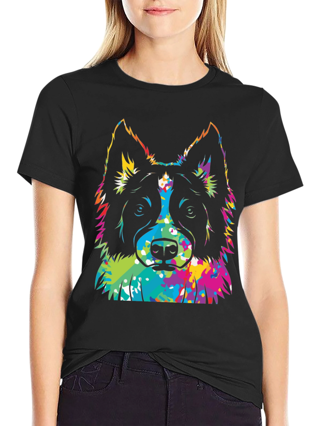 Colorful Dog Graphic T-Shirt