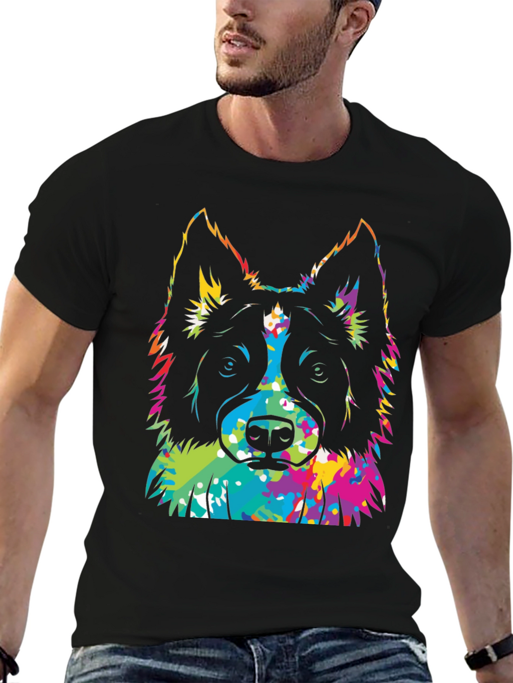 Colorful Dog Graphic T-Shirt