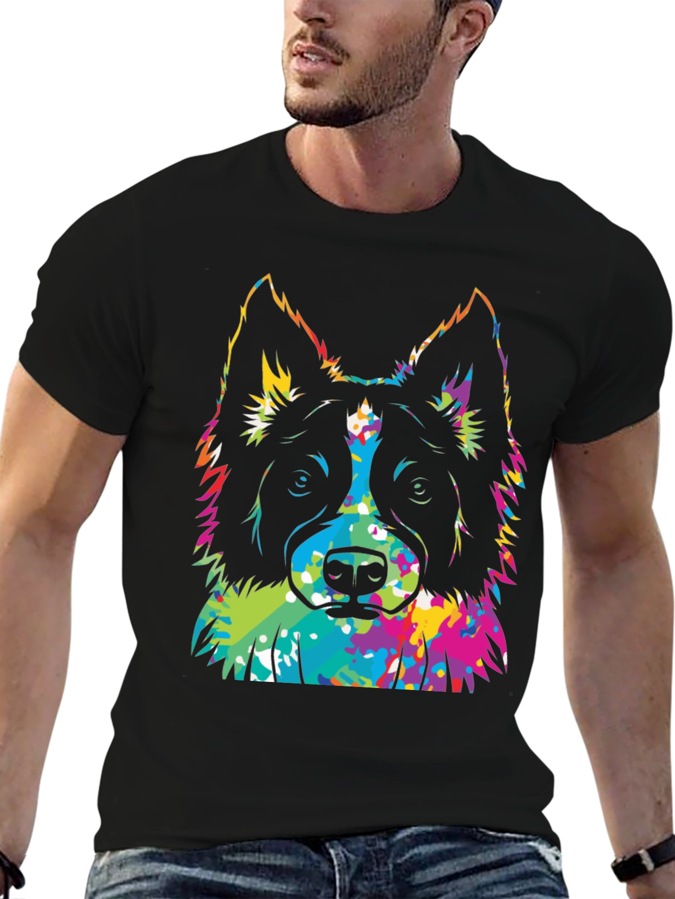 Colorful Dog Graphic T-Shirt
