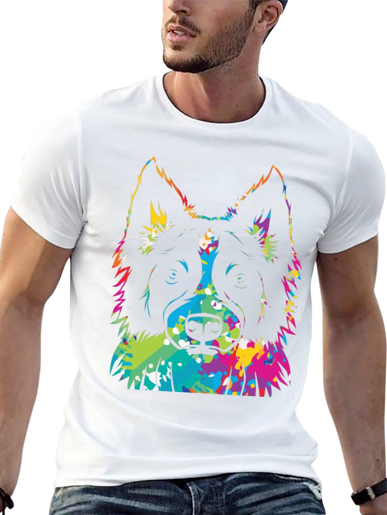 Colorful Dog Graphic T-Shirt
