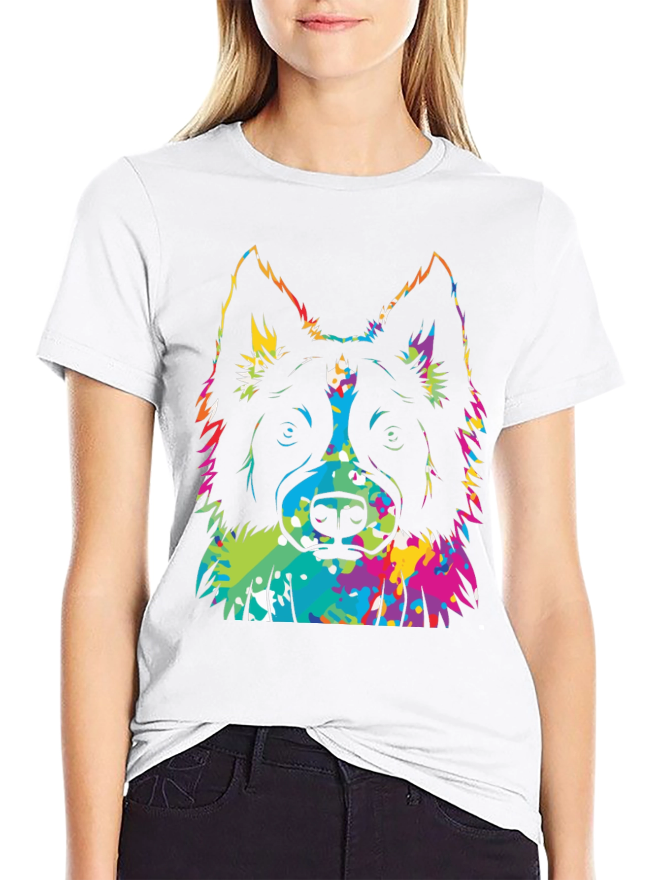 Colorful Dog Graphic T-Shirt