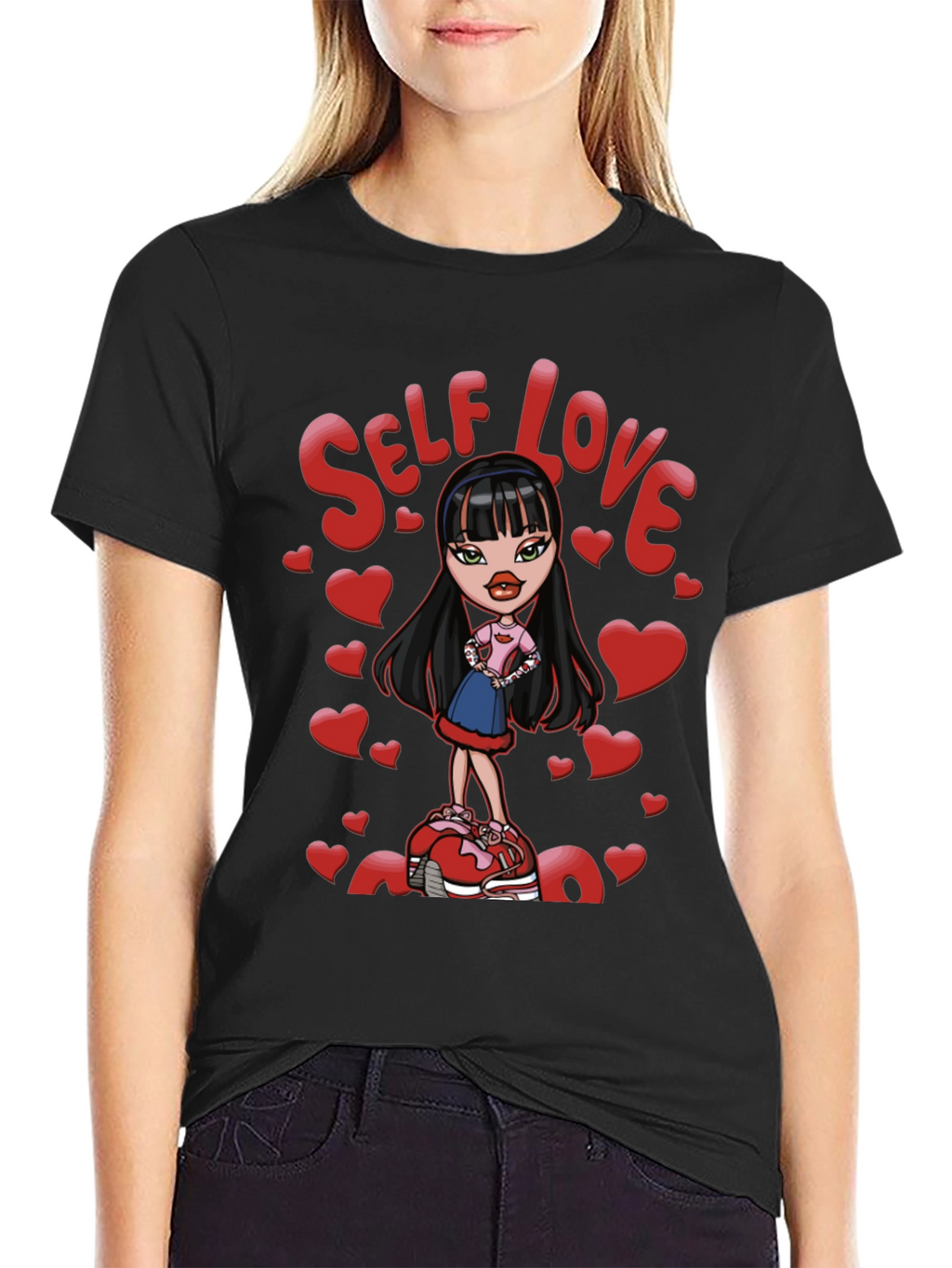 Self Love Bratz Doll Graphic Tee - Black