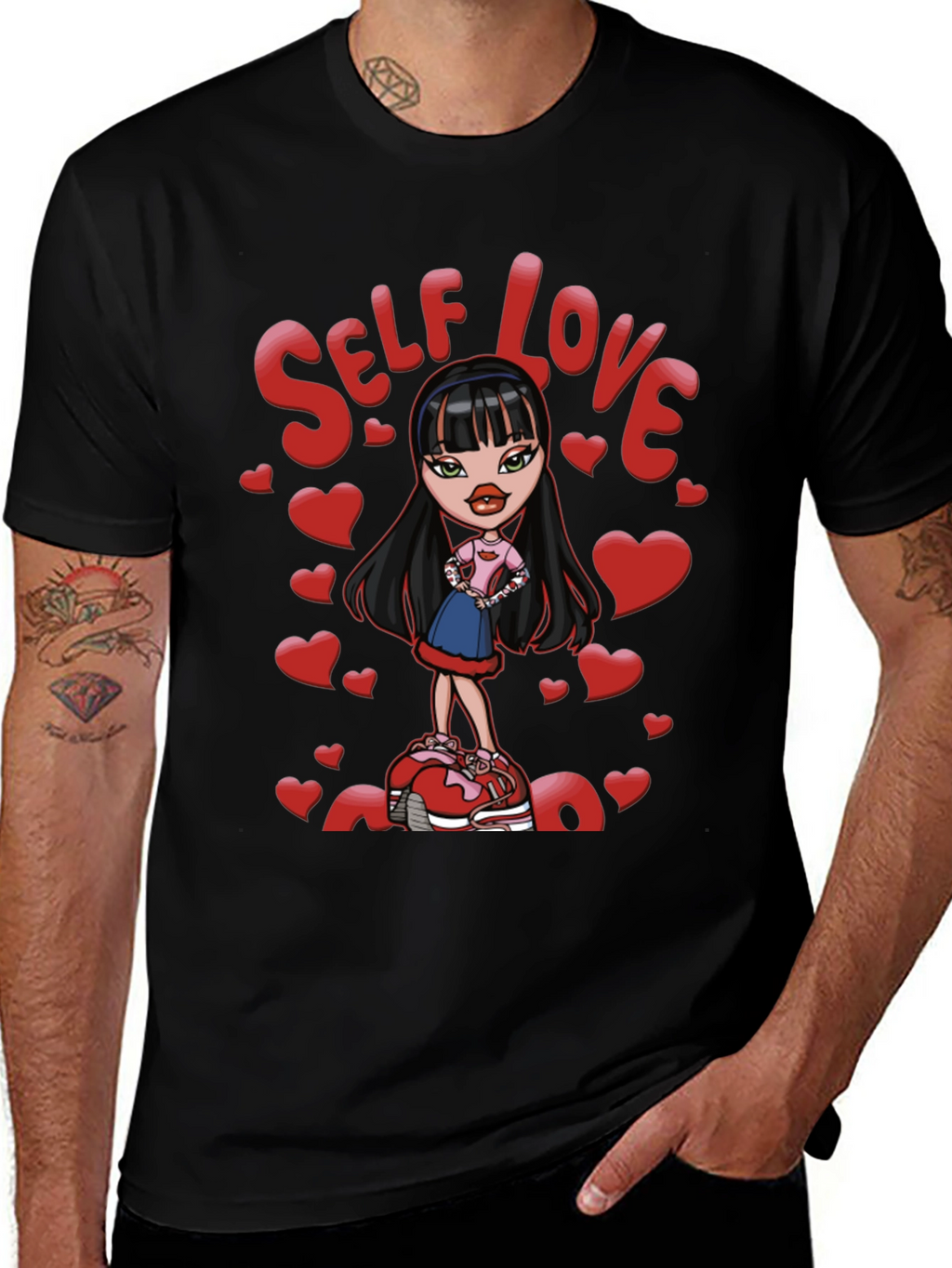 Self Love Bratz Doll Graphic Tee - Black