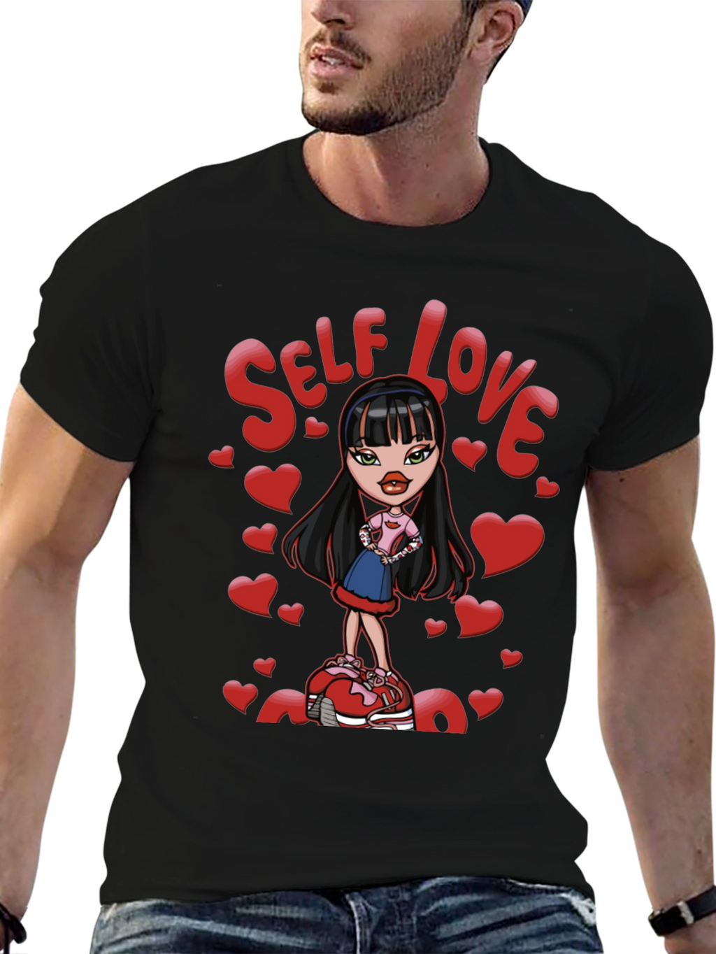 Self Love Bratz Doll Graphic Tee - Black