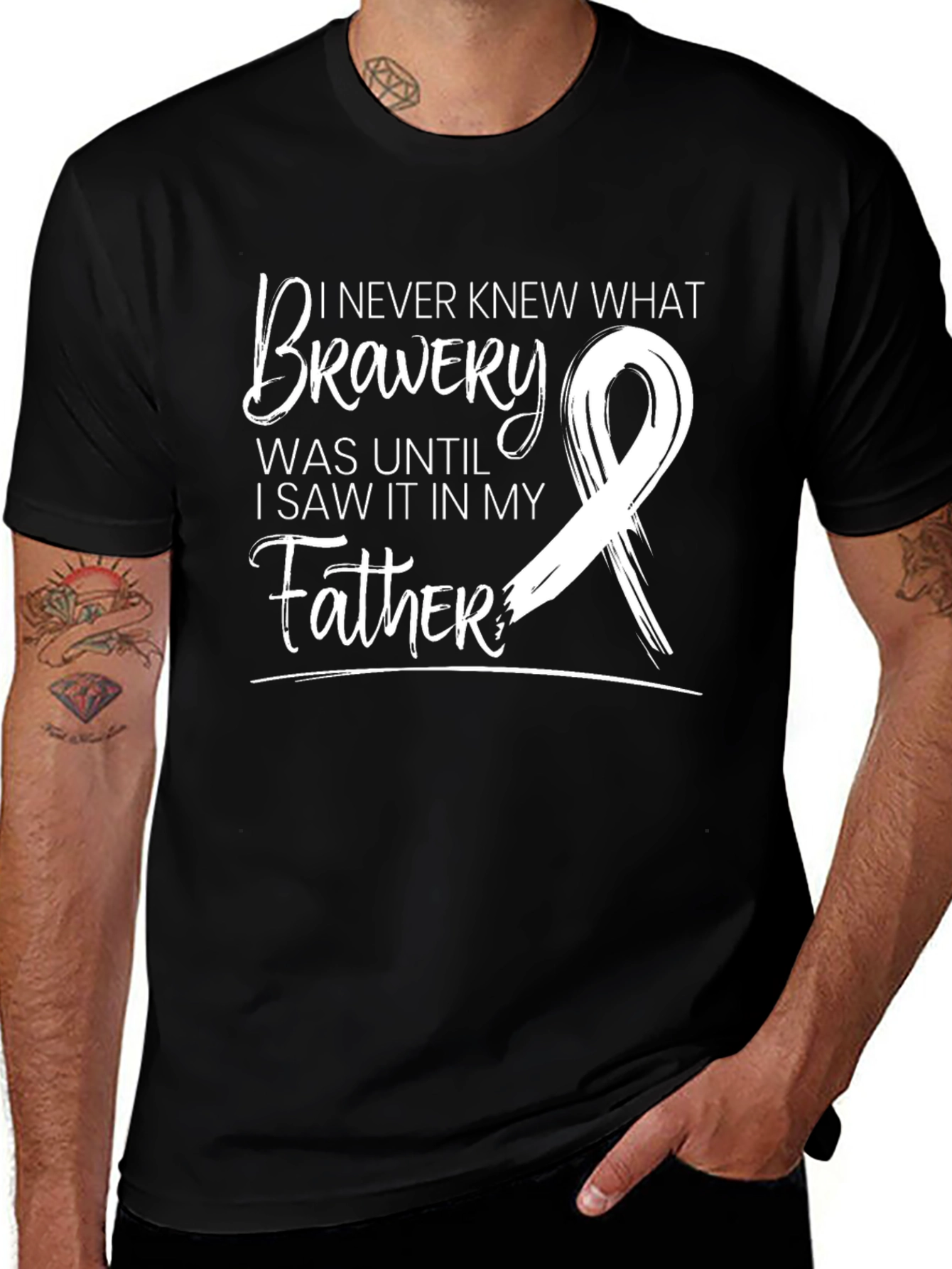Bravery Ribbon Graphic T-Shirt - Father Support