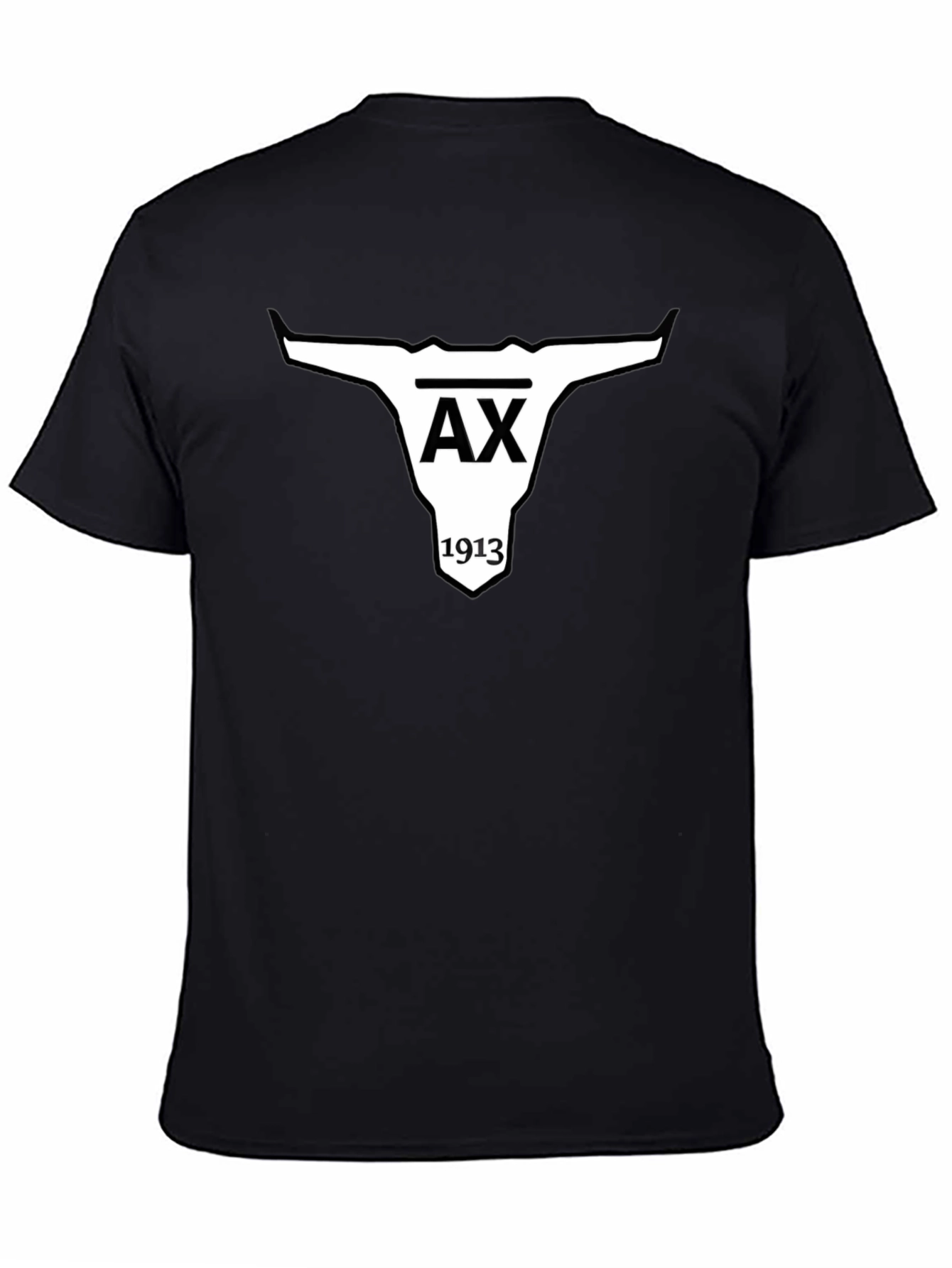 AX 1913 Bull Skull Graphic Black T-Shirt