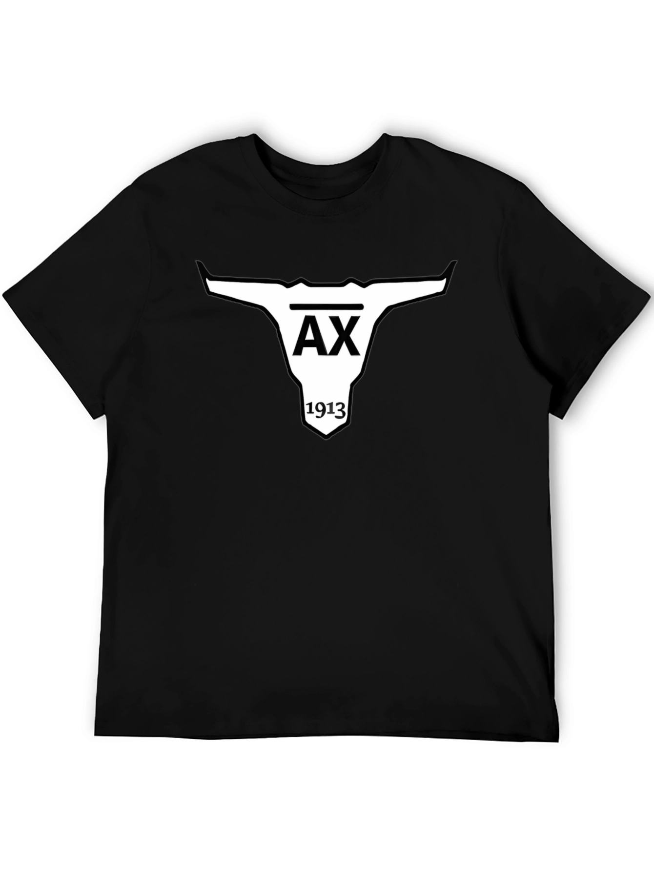 AX 1913 Bull Skull Graphic Black T-Shirt