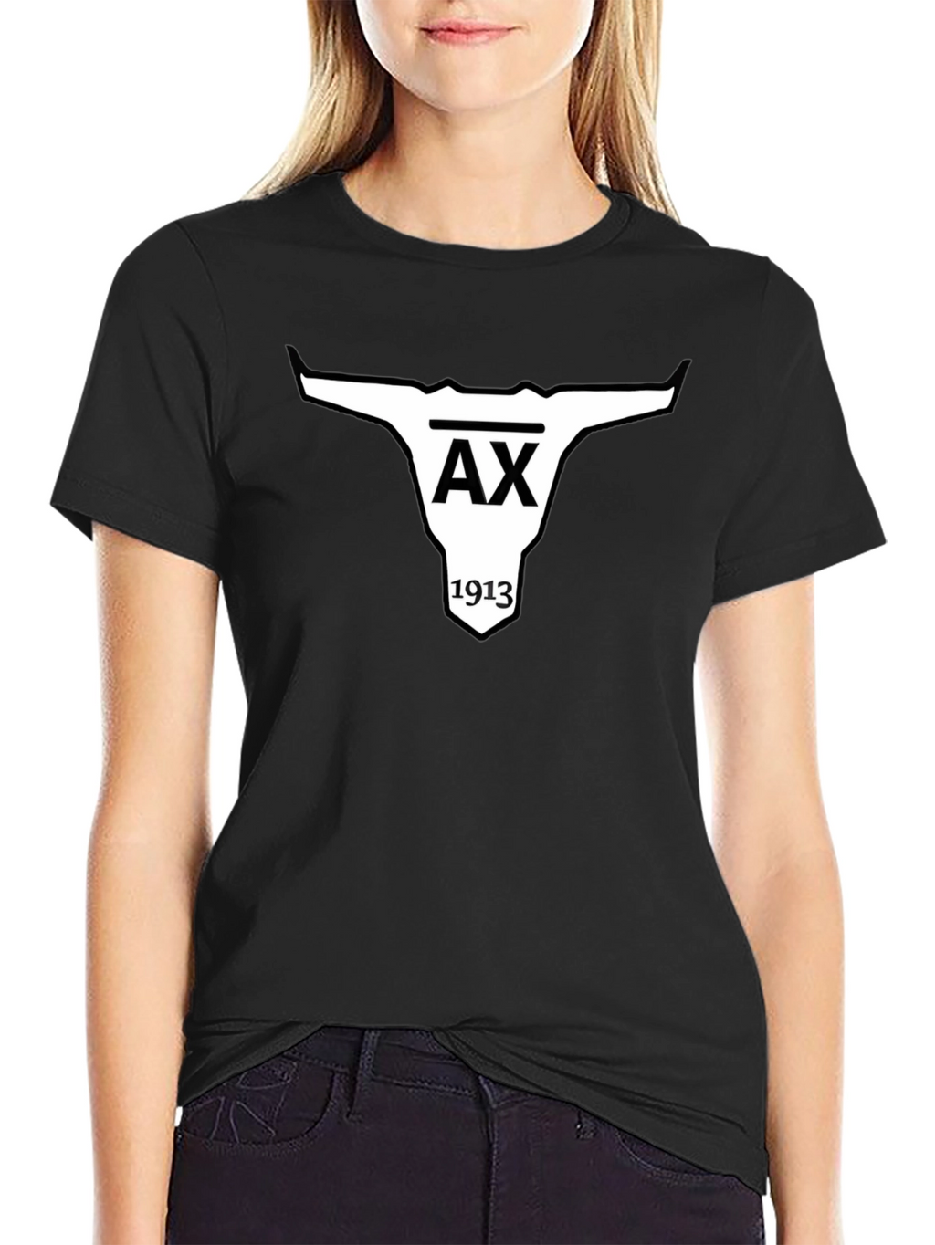 AX 1913 Bull Skull Graphic Black T-Shirt