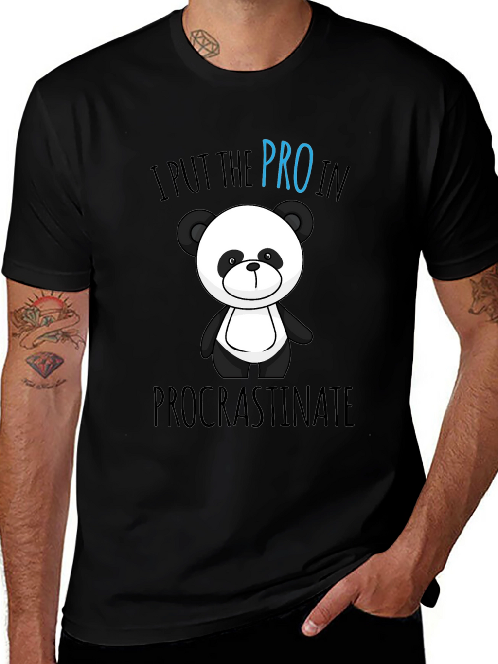 Funny Panda Procrastinate Graphic T-Shirt