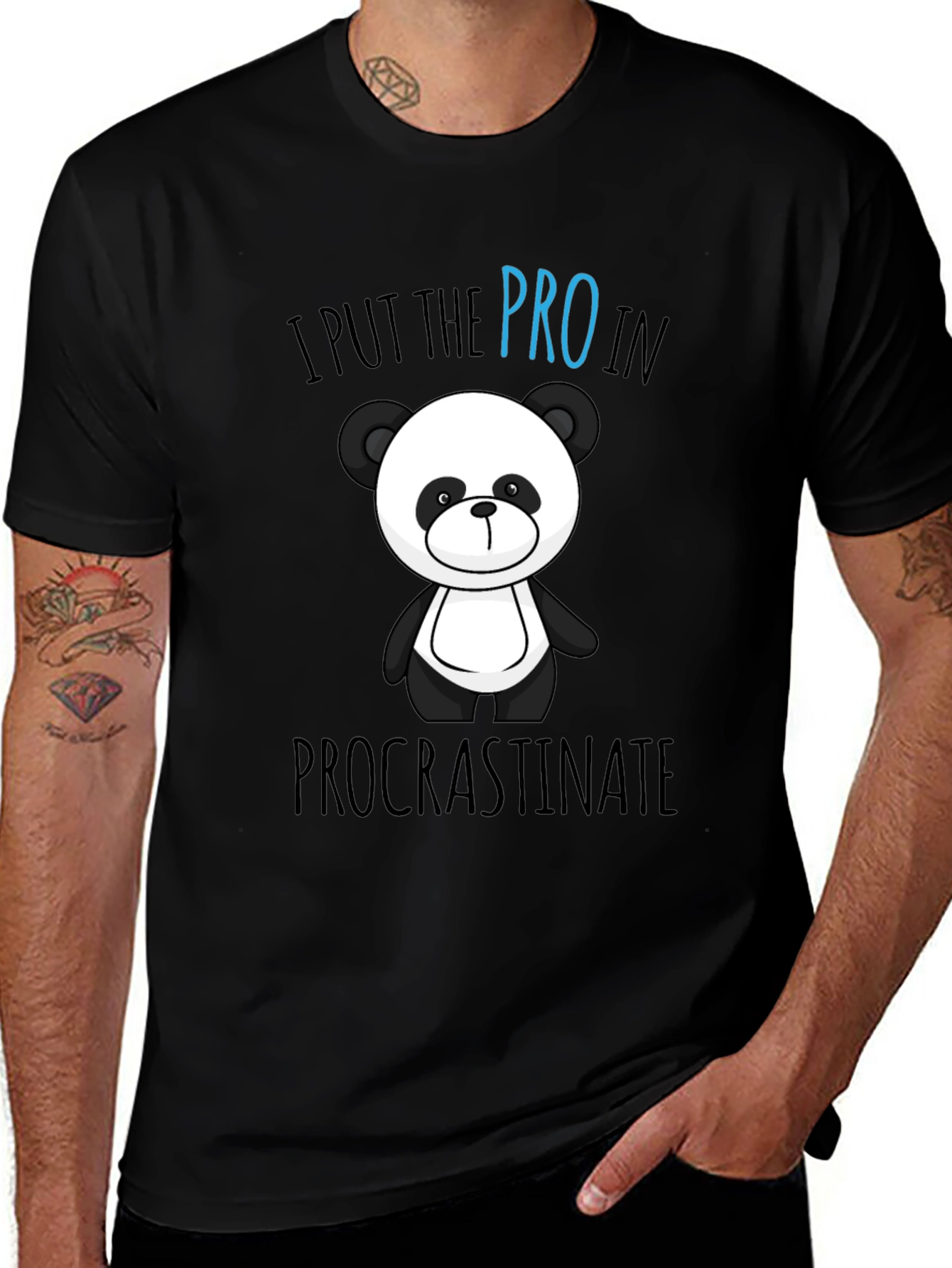 Funny Panda Procrastinate Graphic T-Shirt