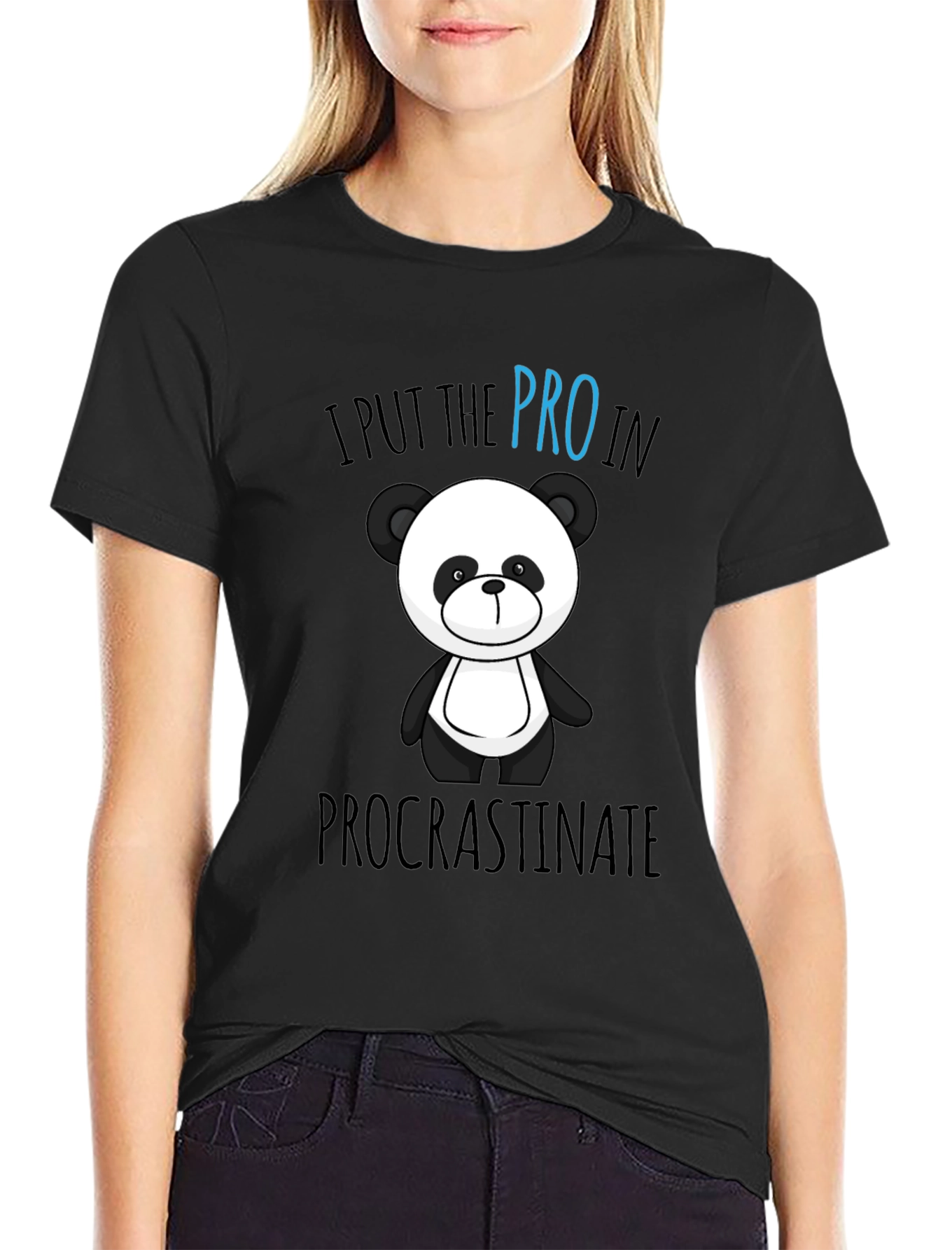 Funny Panda Procrastinate Graphic T-Shirt