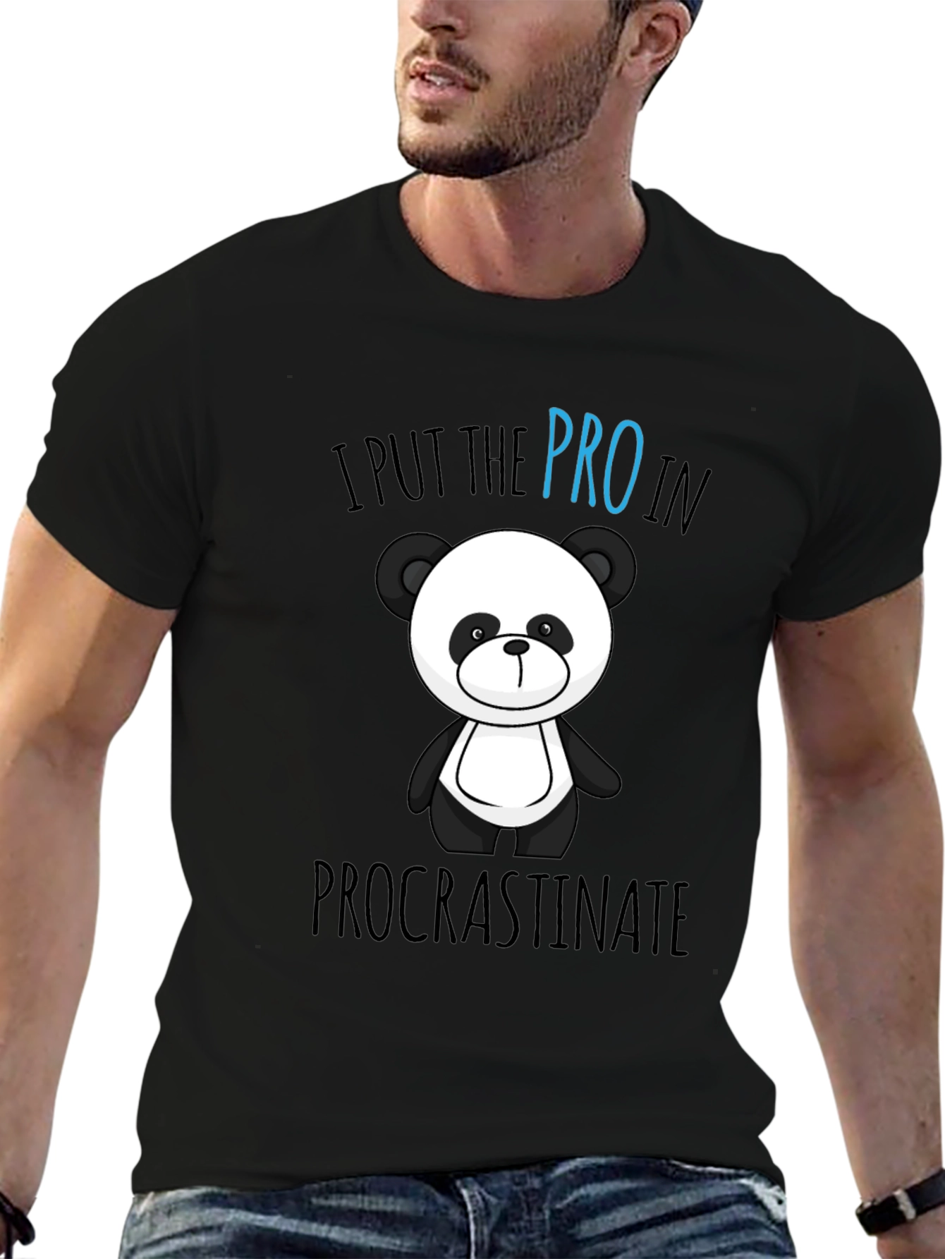 Funny Panda Procrastinate Graphic T-Shirt