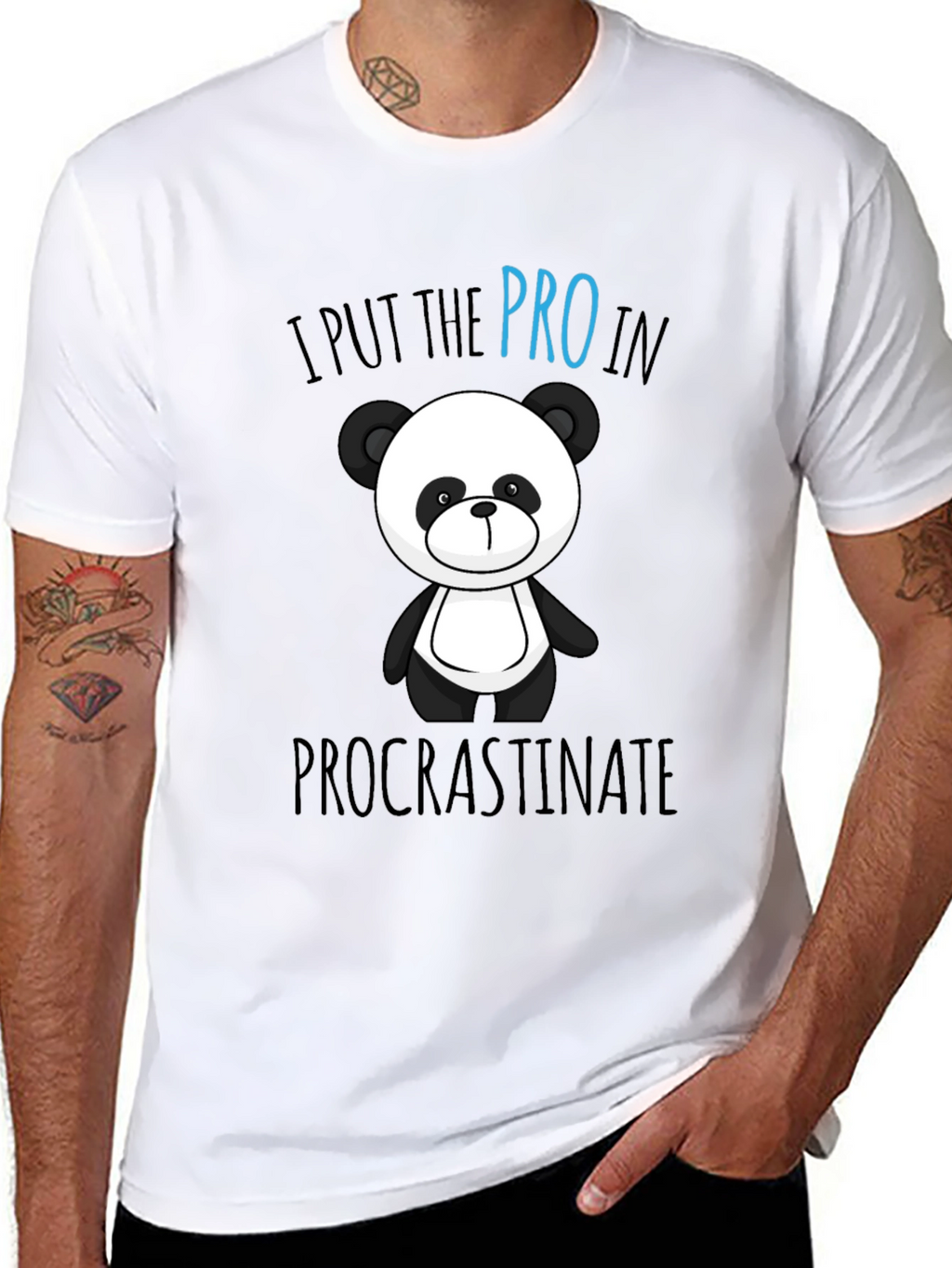 Funny Panda Procrastinate Graphic T-Shirt
