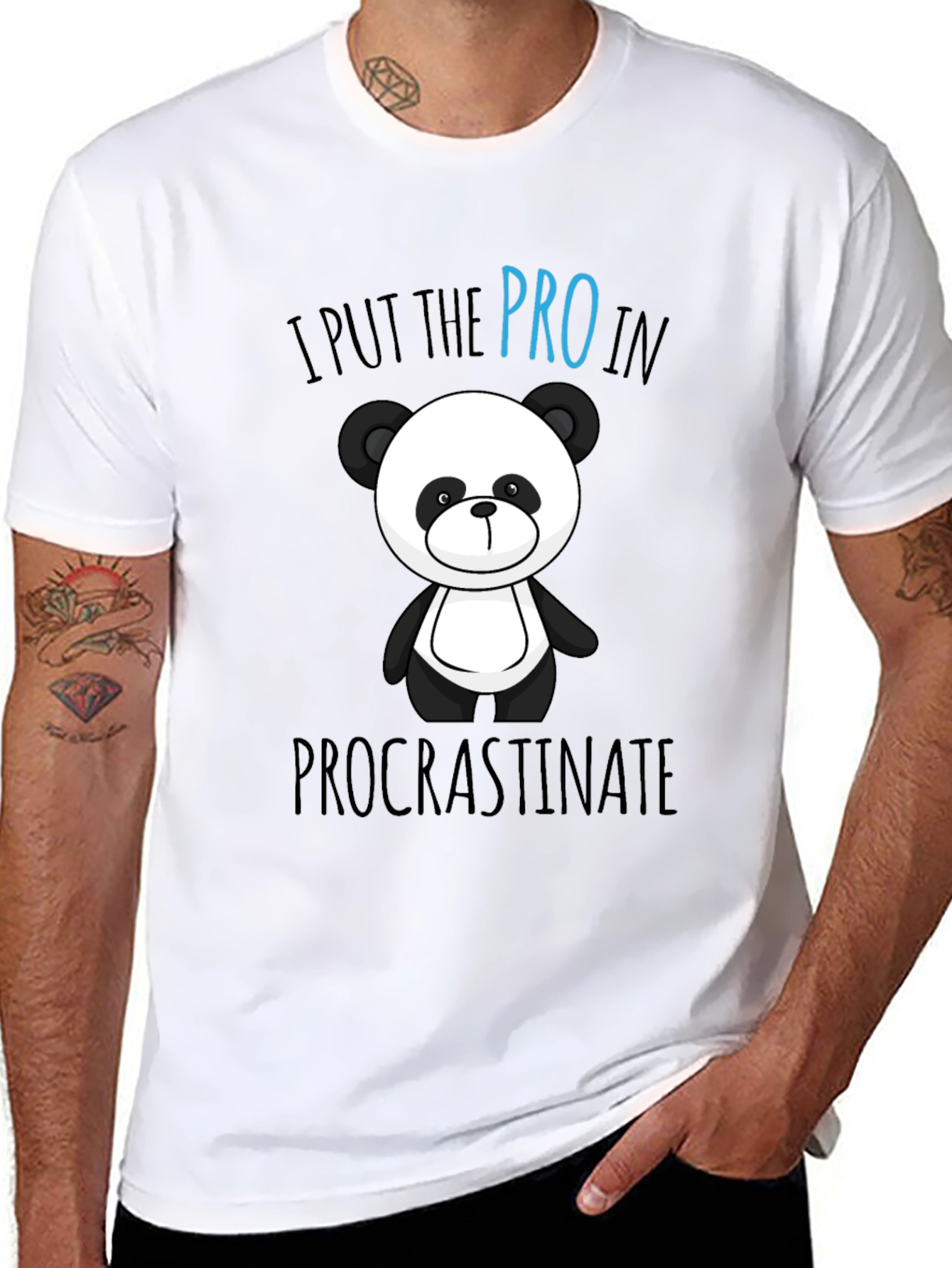 Funny Panda Procrastinate Graphic T-Shirt