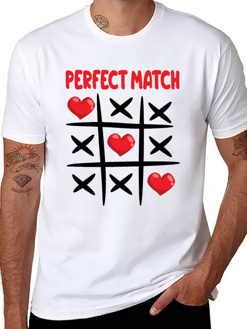 Perfect Match Heart Tic-Tac-Toe T-Shirt