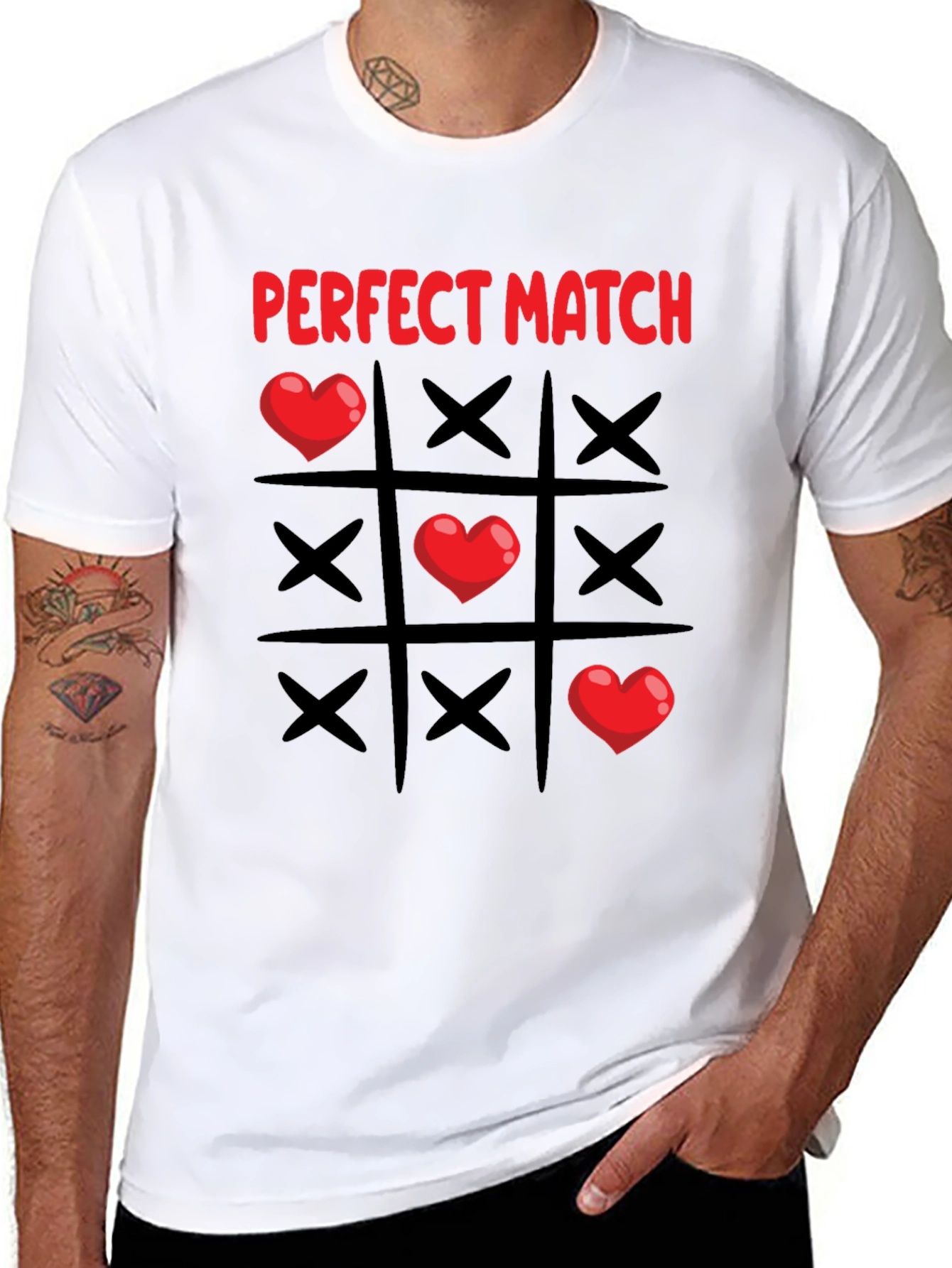 Perfect Match Heart Tic-Tac-Toe T-Shirt