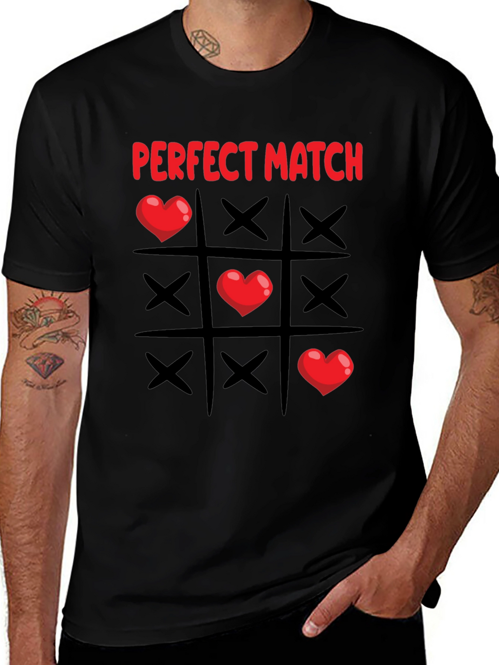 Perfect Match Heart Tic-Tac-Toe T-Shirt