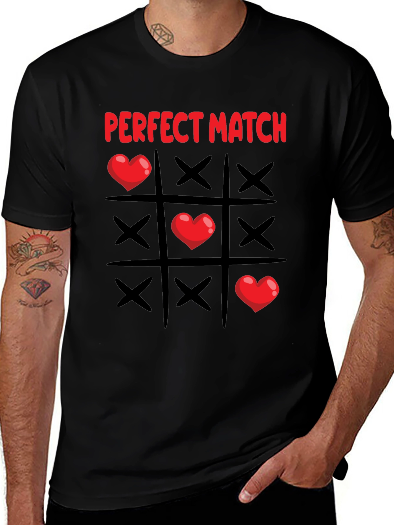 Perfect Match Heart Tic-Tac-Toe T-Shirt