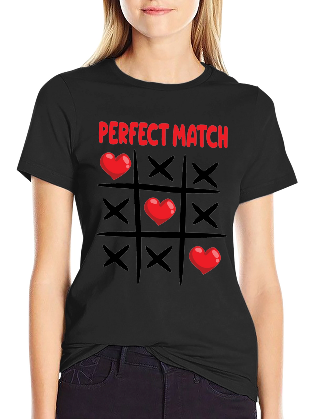 Perfect Match Heart Tic-Tac-Toe T-Shirt