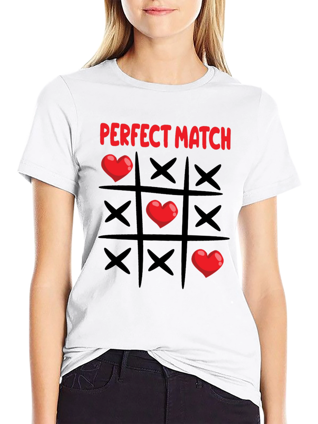 Perfect Match Heart Tic-Tac-Toe T-Shirt