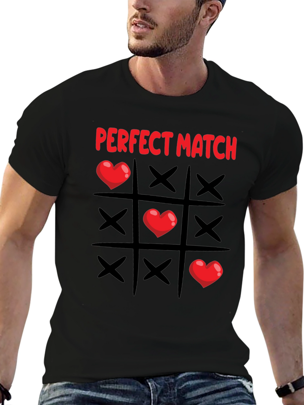 Perfect Match Heart Tic-Tac-Toe T-Shirt