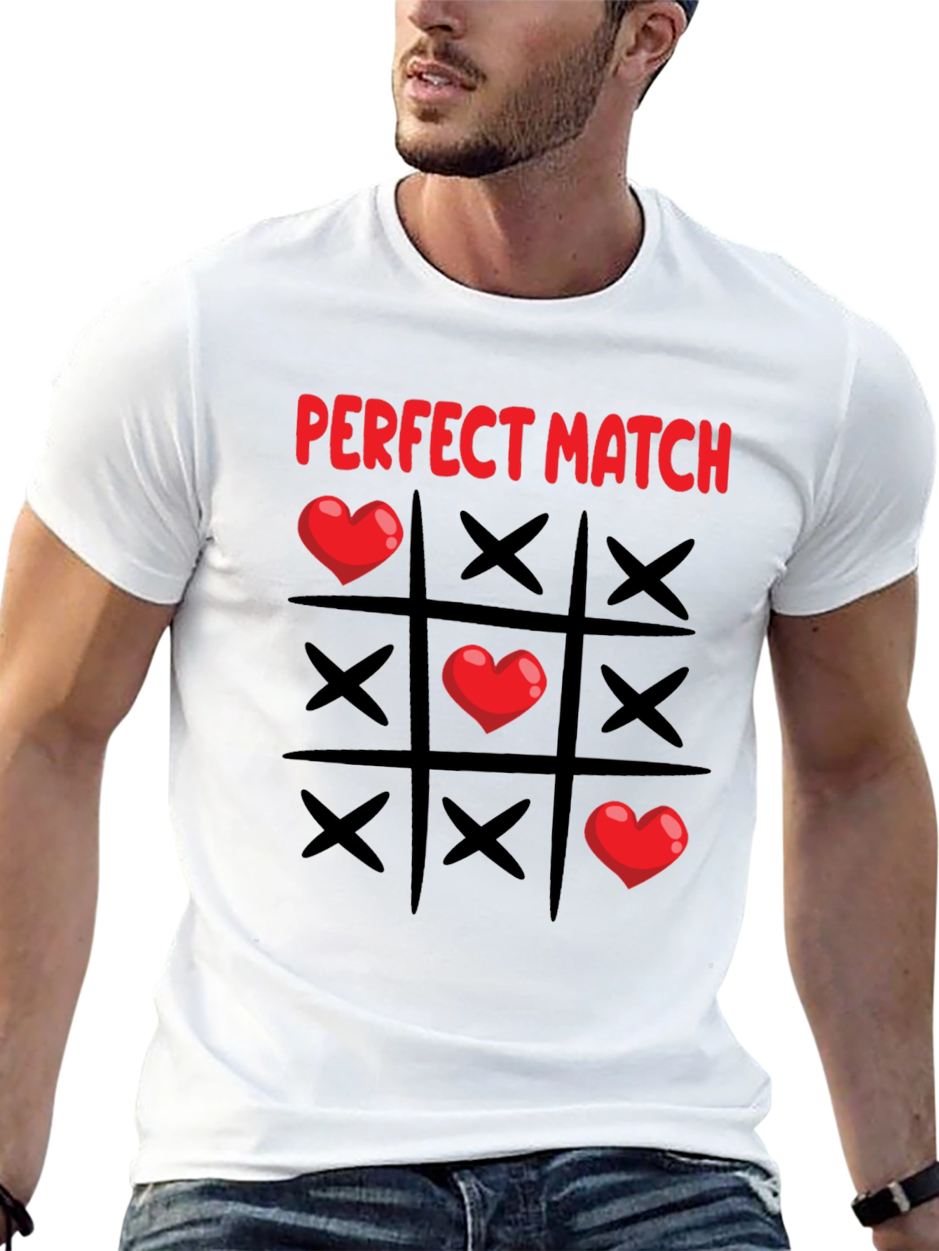 Perfect Match Heart Tic-Tac-Toe T-Shirt