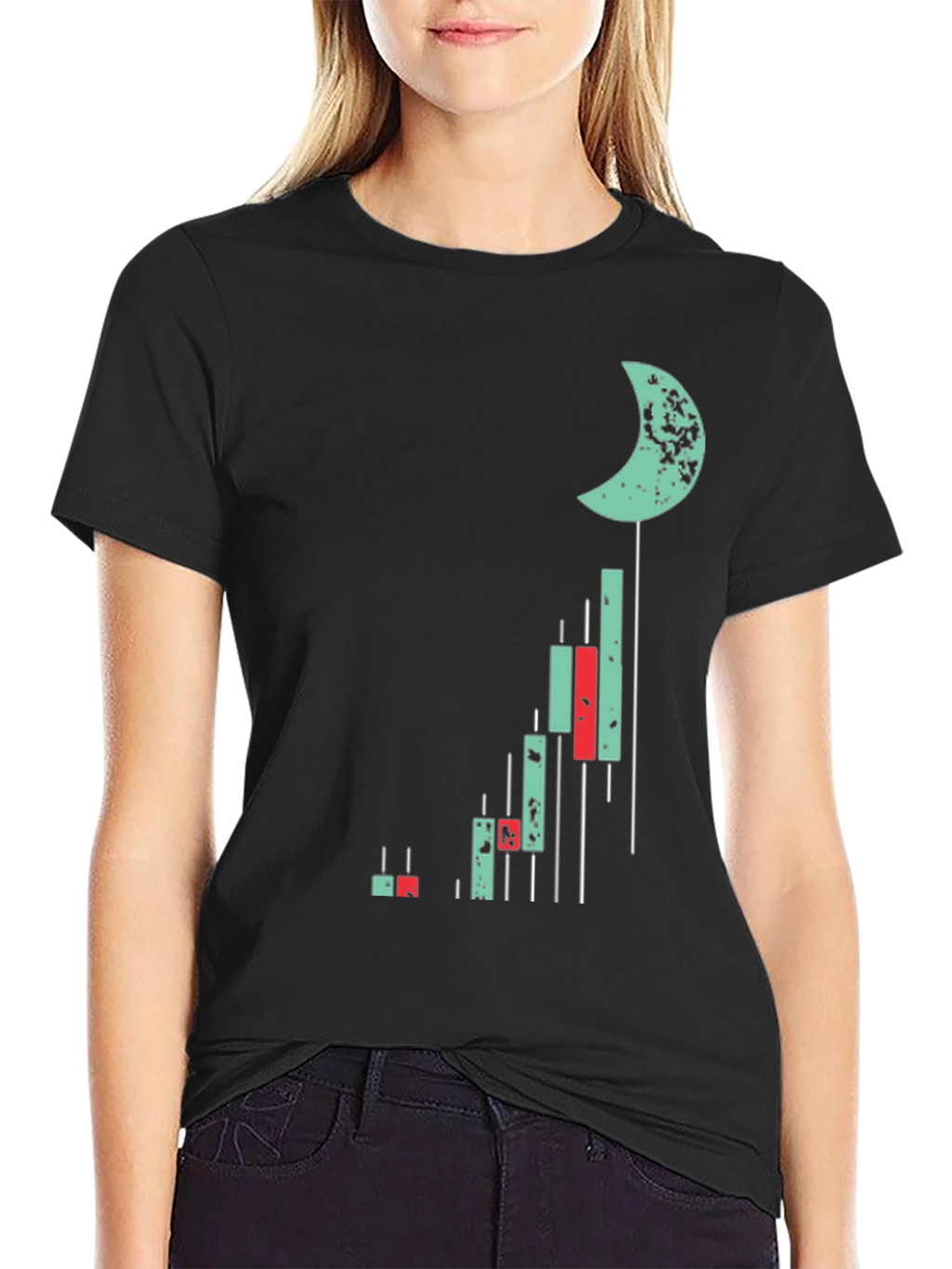 Crypto Moon Chart T-Shirt - Black Cotton Tee