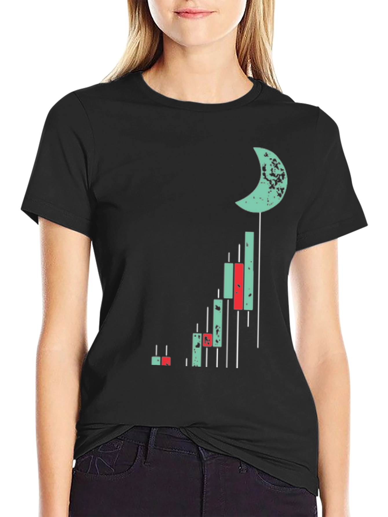 Crypto Moon Chart T-Shirt - Black Cotton Tee
