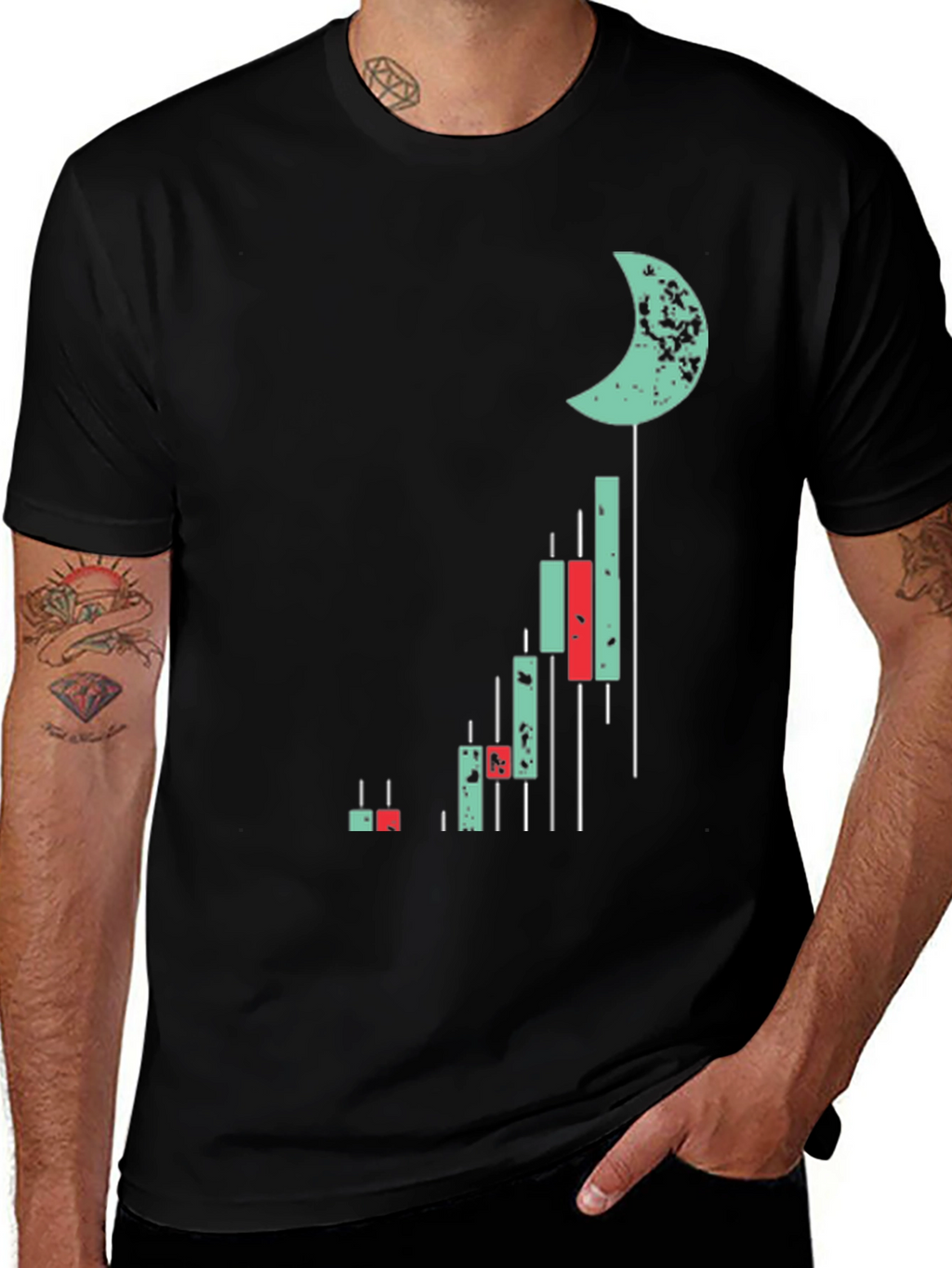 Crypto Moon Chart T-Shirt - Black Cotton Tee