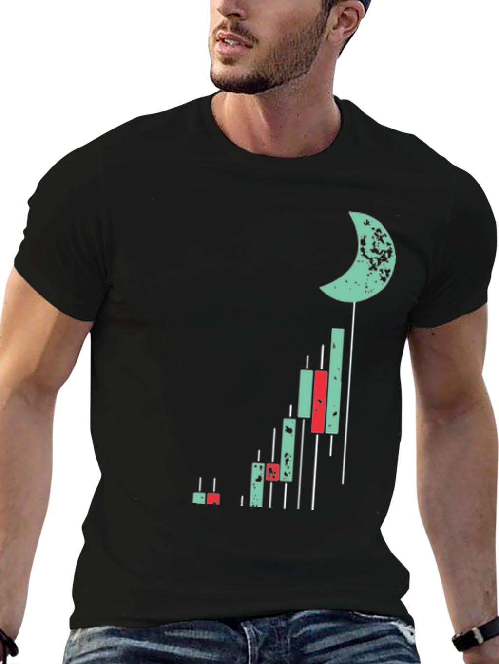 Crypto Moon Chart T-Shirt - Black Cotton Tee