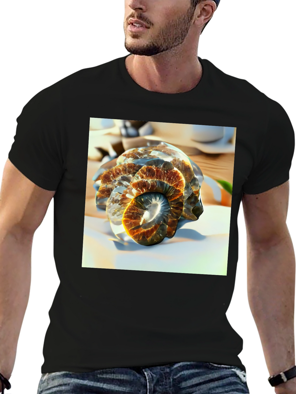 Spiral Fossil Graphic Tee - Unique Design Soft Cotton