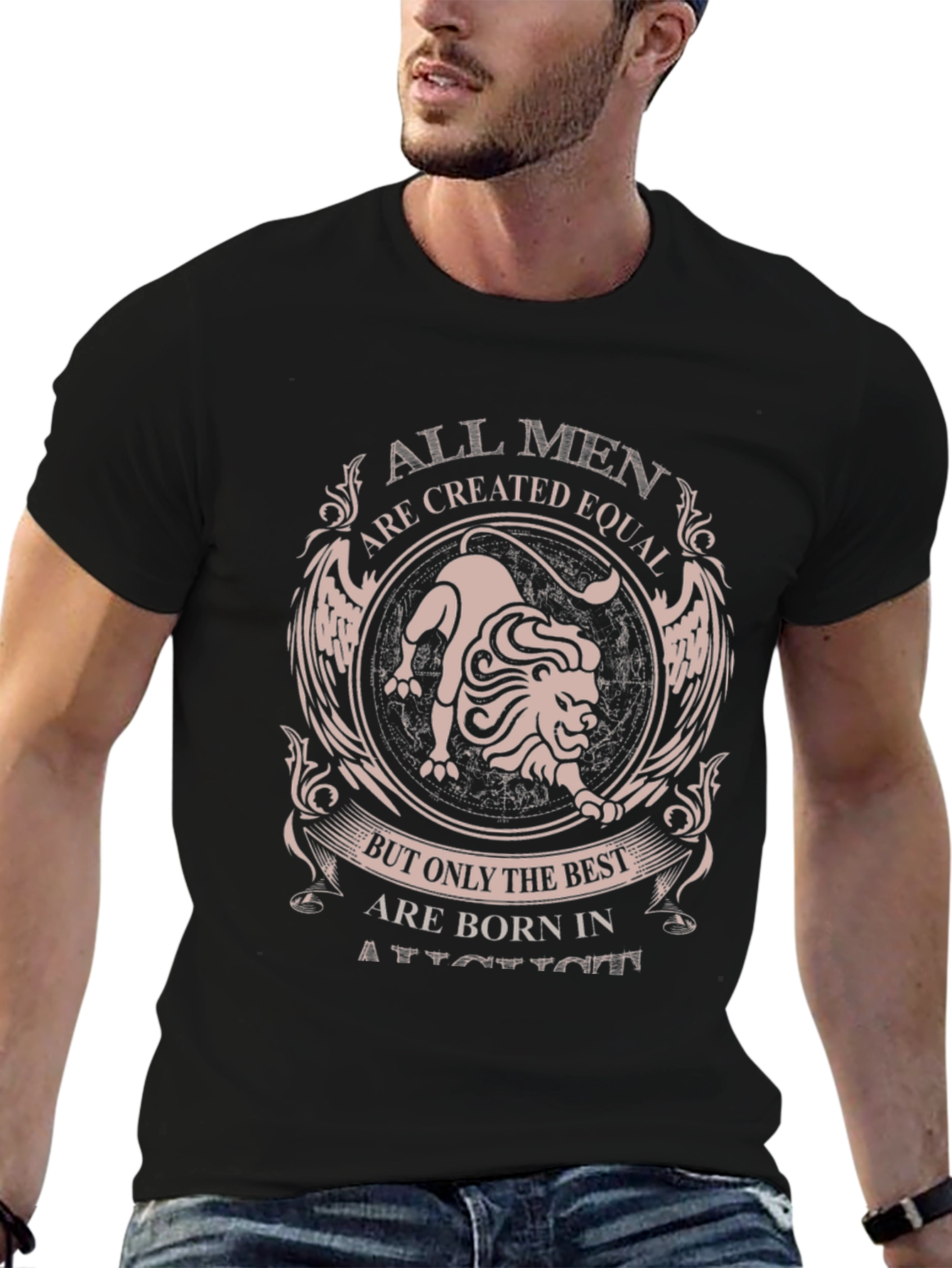 Born in August Lion Graphic Tee