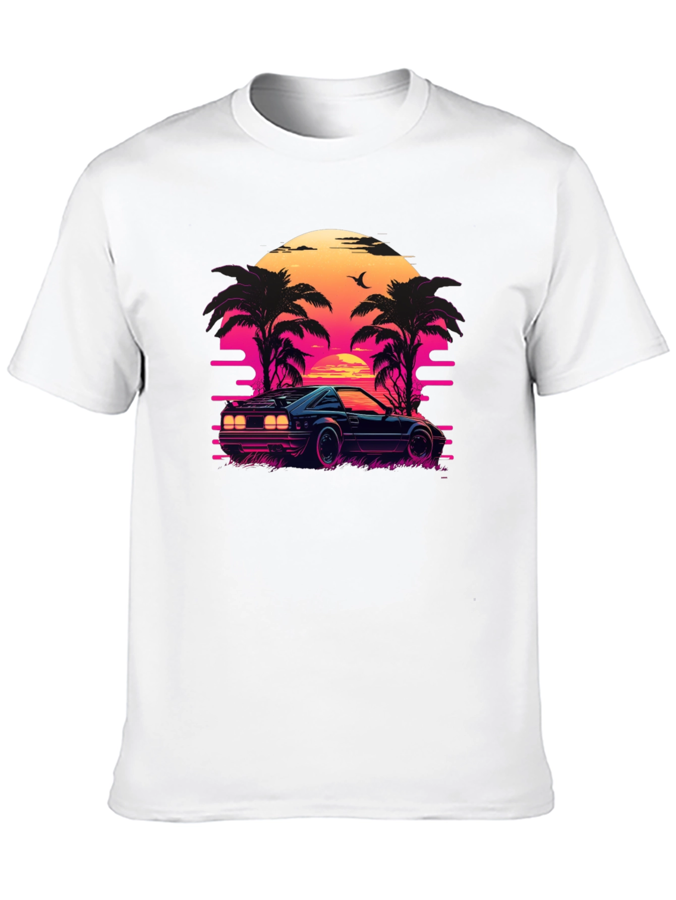 Retro Sunset Ride Black Tee