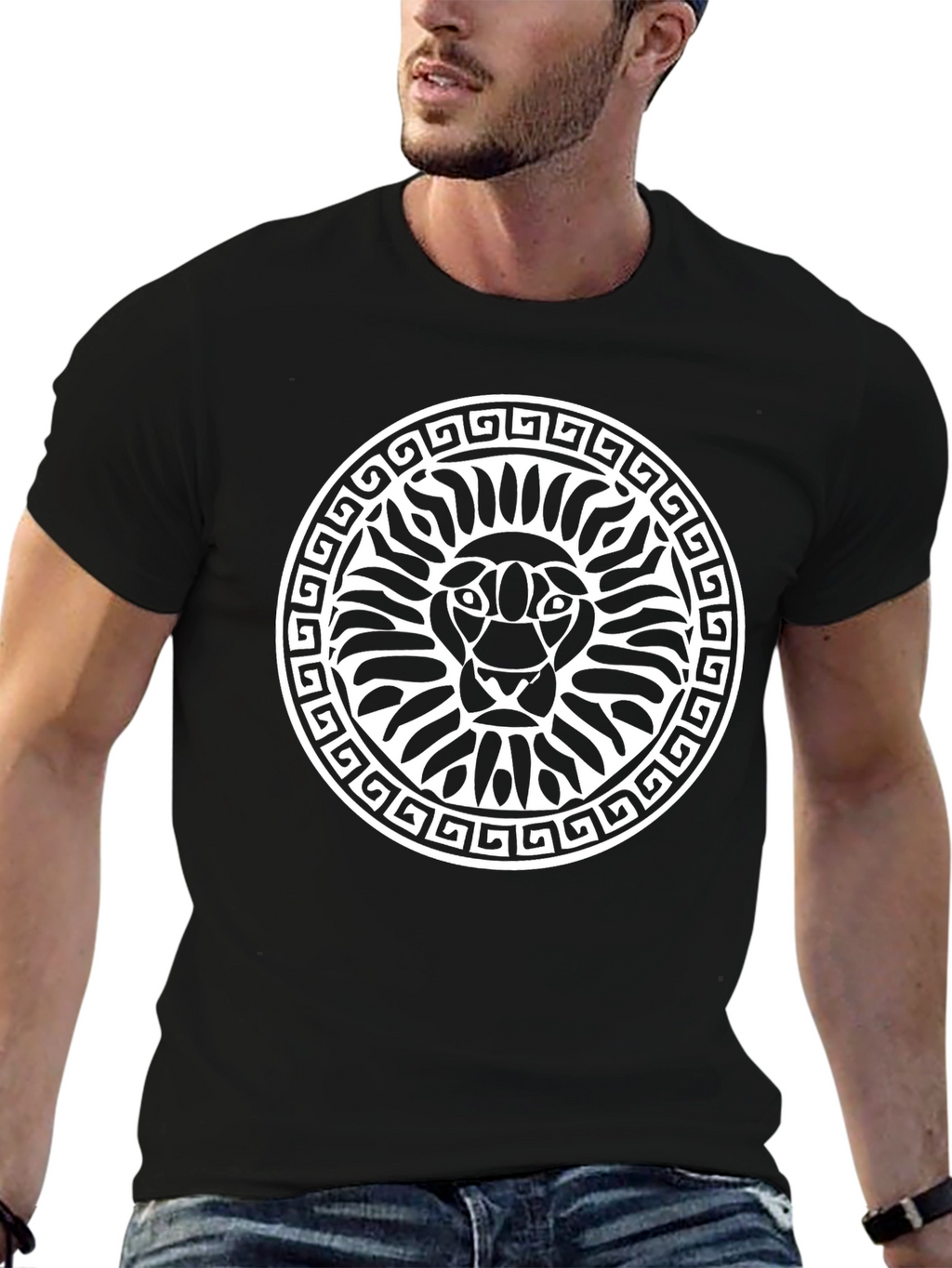 Lion Graphic Print Black T-Shirt