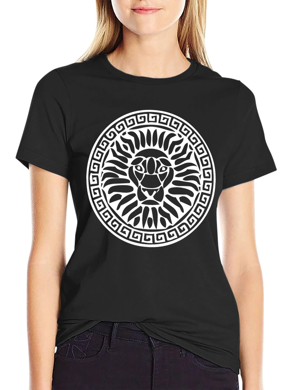 Lion Graphic Print Black T-Shirt