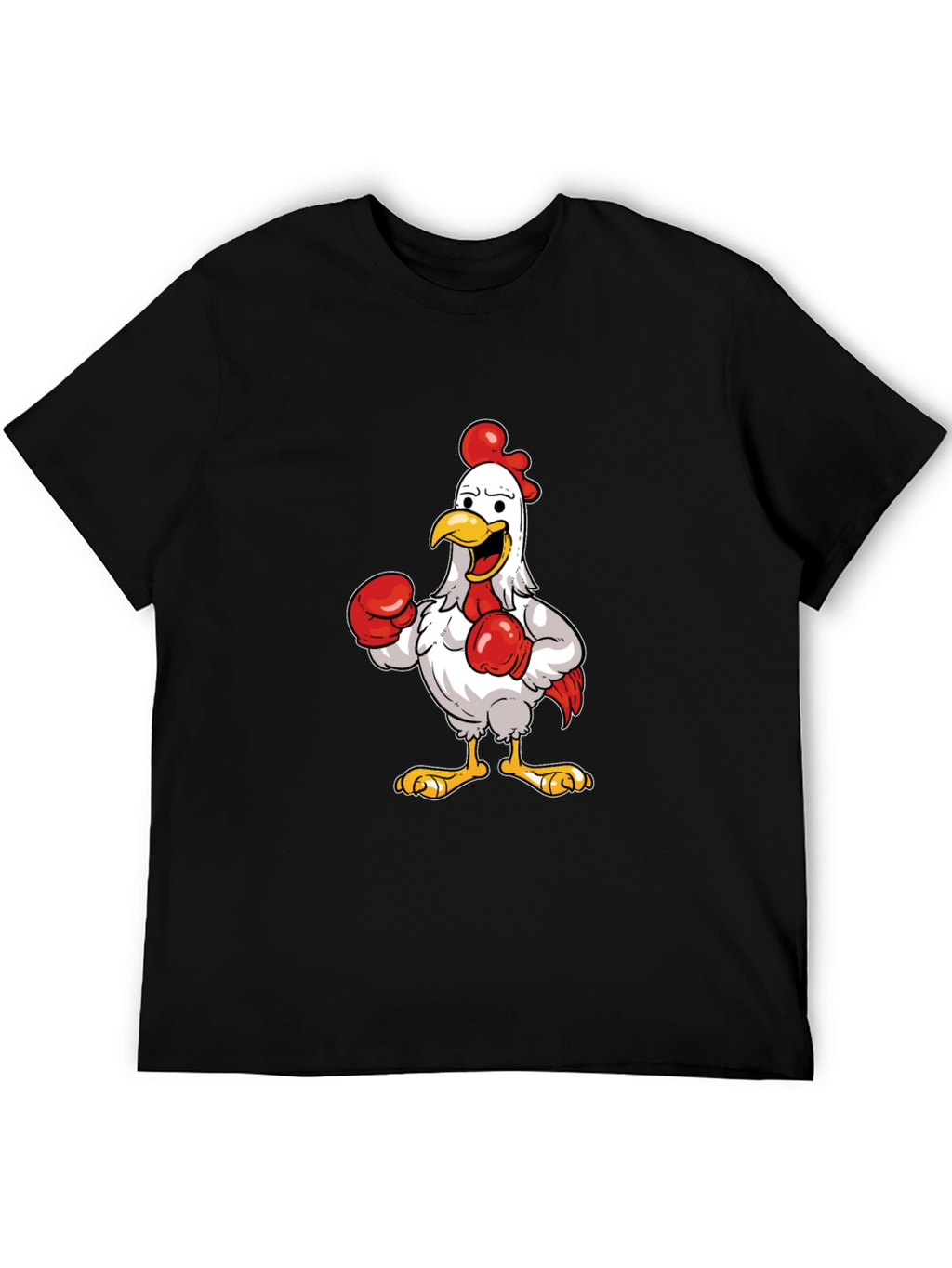 Boxing Chicken Graphic T-Shirt - Black Cotton Tee