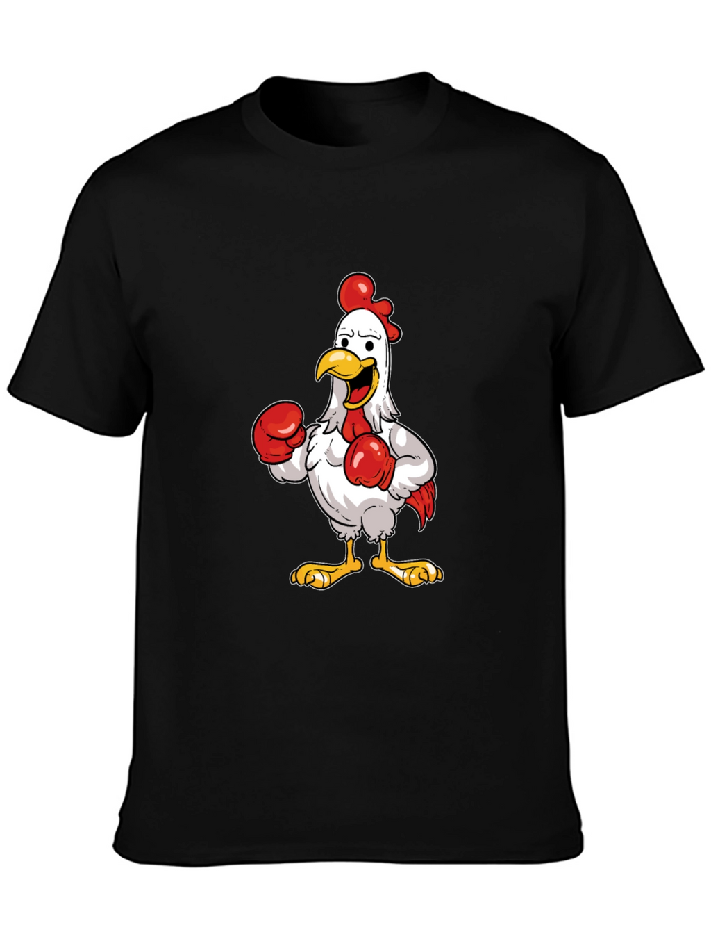 Boxing Chicken Graphic T-Shirt - Black Cotton Tee