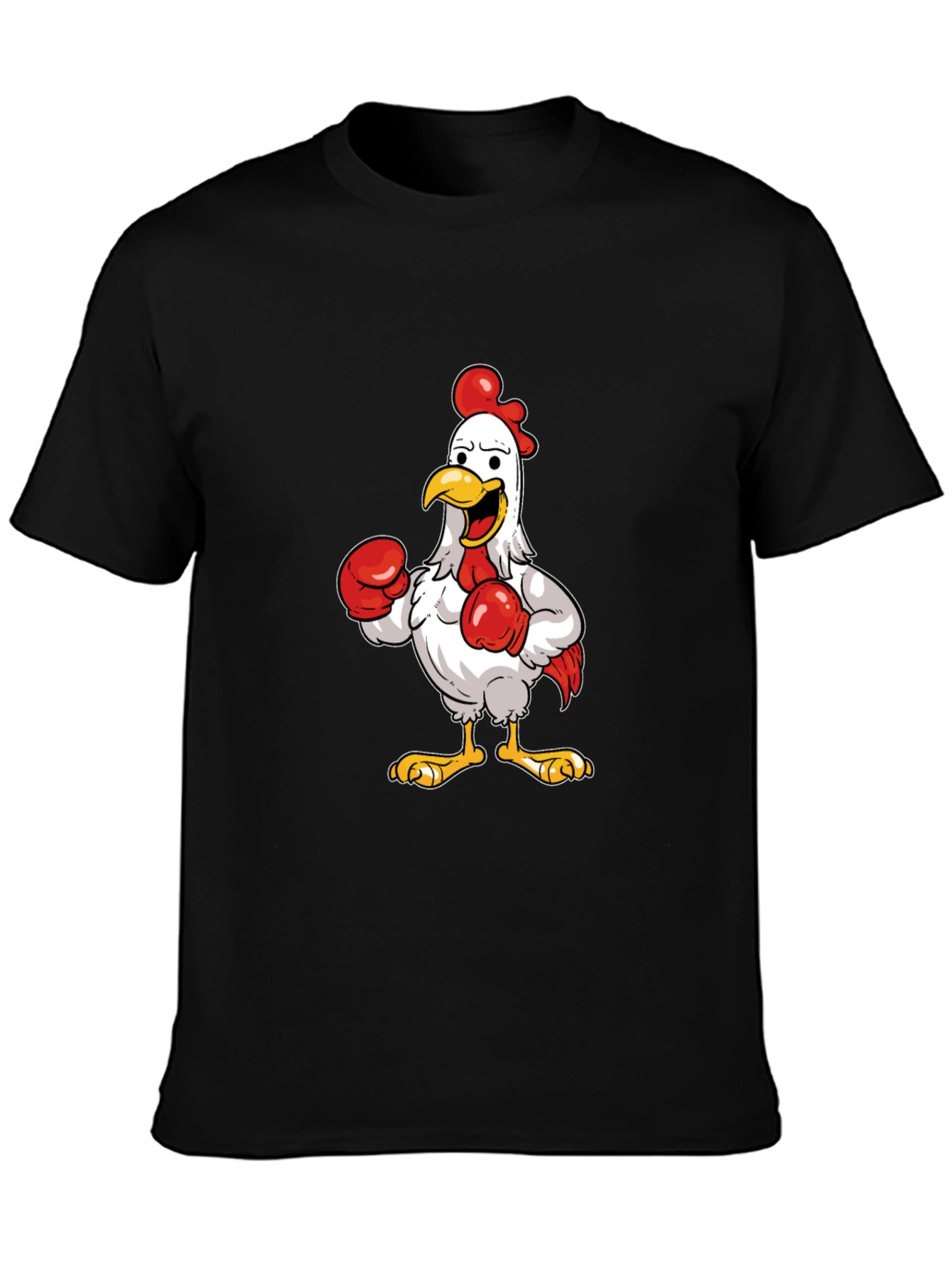 Boxing Chicken Graphic T-Shirt - Black Cotton Tee